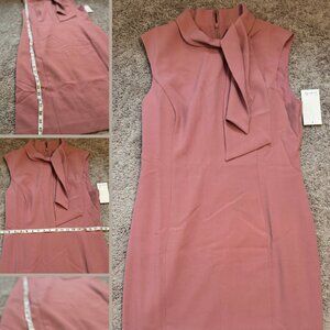 Harper Rose Sleeveless Tie-Neck Sheath Dress – Size 16 – Dusty Rose